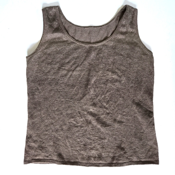 Lafayette 148 new york linen inox cotton blend knit tank top quiet luxury sz M/L - Picture 1 of 5